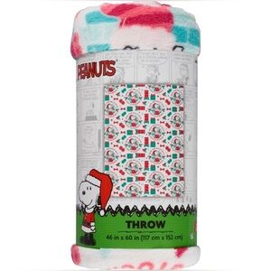 NWT Peanuts Fleece Throw Blanket. 46in x 60in. Snoopy Christmas Design